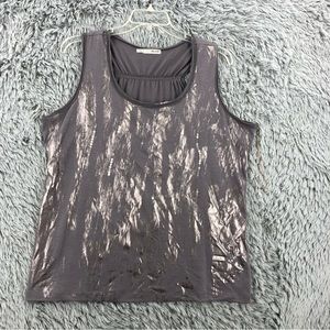 Maurices Blouse Womens size 2 Sequins Gray Splash Sleeveless Rouche Back
